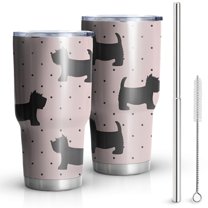 30oz Scottish Terrier Tumblers Stainless Steel Tumbler with Lid and Straw,Vacuum Insulated Double Wall Travel Tumbler Cups Mug with Cleaning Brush for Coffee,Tea