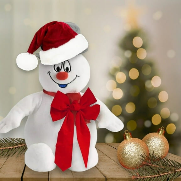 SANTA HAT & Bow Plush Frosty The Snowman Snow Man 11” Stuffed Animal NEW Holiday