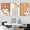 thumbnail image 2 of IDEA4WALL Framed Canvas Print Wall Art Set of 3 Mid-Century Tropical Monstera Leaf Illustrations Abstract Geometric Modern Art Boho Logic Wall Decorative Artwork for Room Decor - White 16"x24"x3, 2 of 5