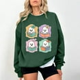 thumbnail image 2 of HomeDM Halloween Sweatshirt for Women Long Sleeve Crewneck Sweaters Cute Graphic Shirts Fall Winter Pullover Tops - Army Green/S, 2 of 3