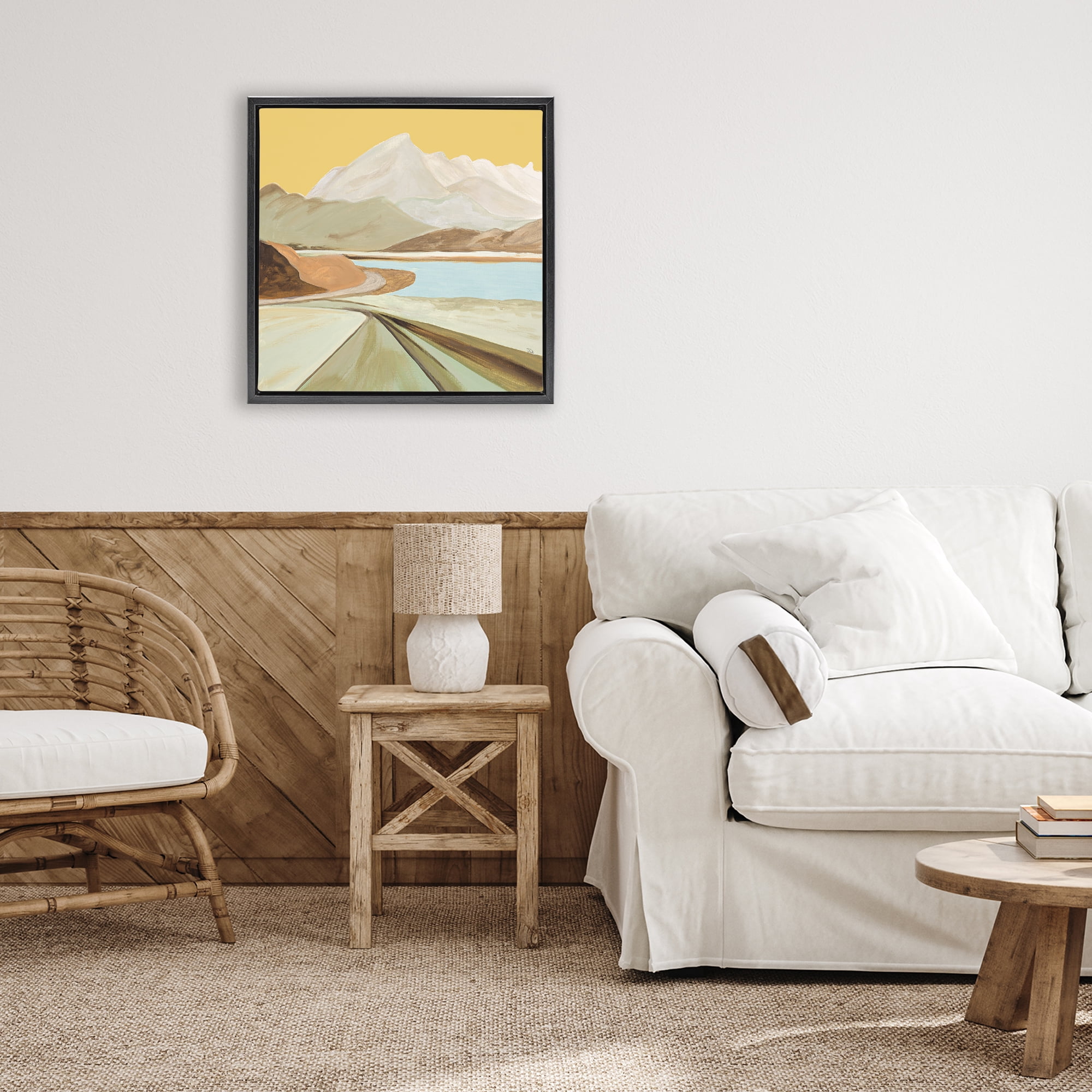 Stupell Industries Retorno Mountain Sunrise Black Framed Floater Canvas Wall Art, design by Patricia Pinto