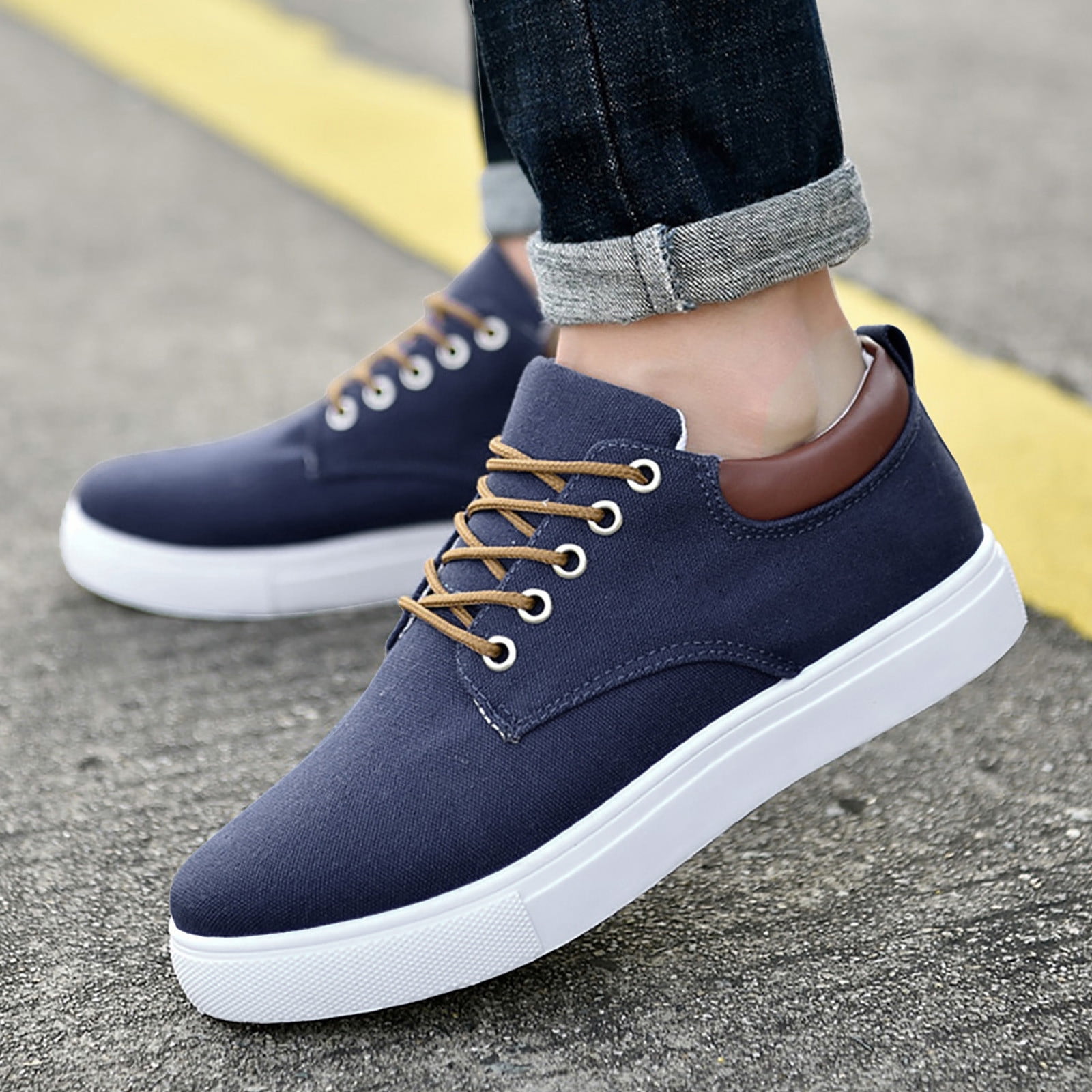 MOZAFIA Comfortable Canvas Lace-up Casual Sneakers Shoes For Men's Canvas  Shoes For Men