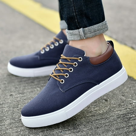 

Feiboyy Men Low Top Canvas Walking Shoes Lace Up Fashion Sneakers Casual Shoes