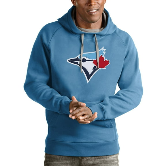 Men's Antigua Light Blue Toronto Blue Jays Victory Pullover Team Logo Hoodie