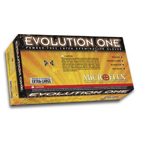 Microflex Small Natural 10'' Evolution One 5.5 mil Latex Ambidextrous Non-Sterile Medical Grade Powder-Free Disposable Gloves With Textured Finish, Standard Examination Beaded Cuff And Polymer Co