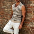 thumbnail image 5 of BaoFuBaoMei Sweater Vest Men Knitted Big and Tall V Neck Ribbed Trim Sleeveless Sweater Stripe Jacquard Fall Tops, 5 of 6