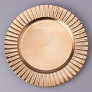 Simply Elegant 13" Plastic Charger Plates (6-Pack) Round, Fluted Edge, Shiny Foil Finish, Gold