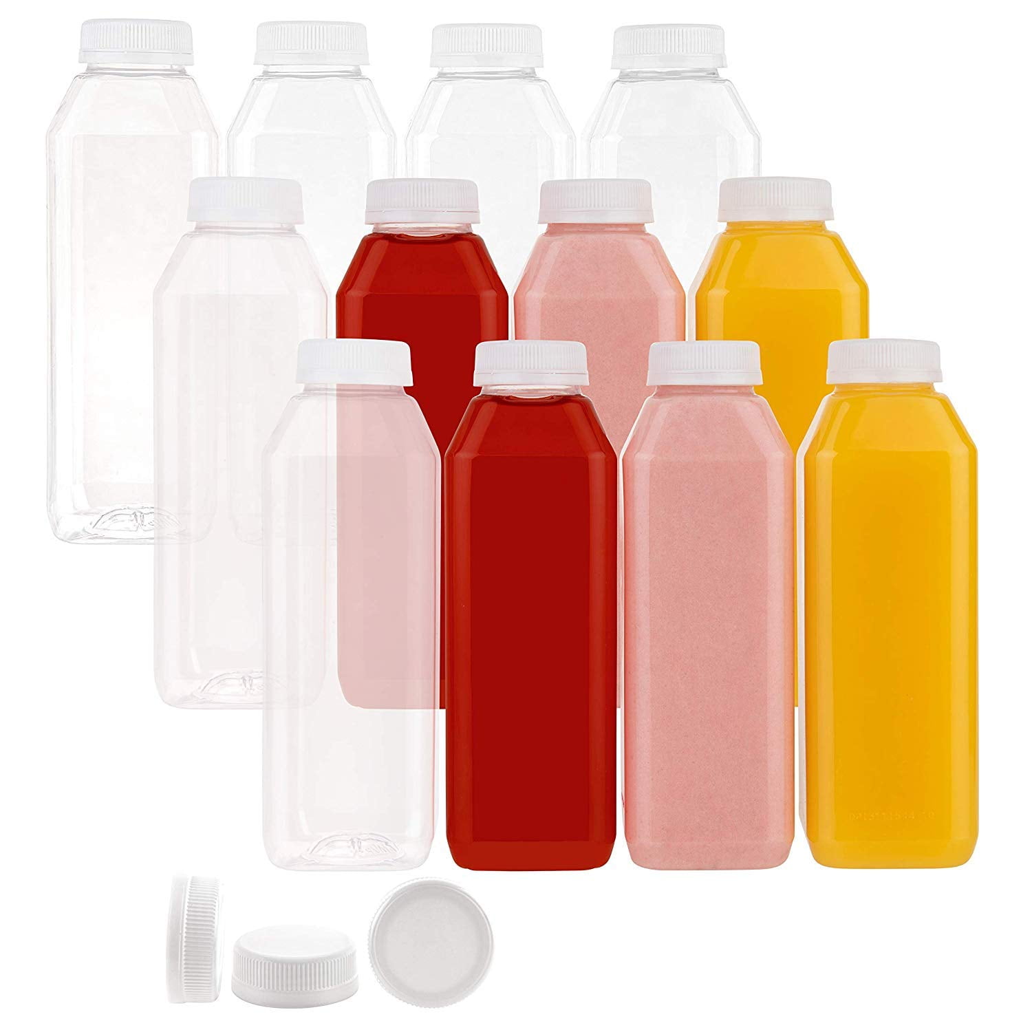 Jersey Bottle Plastic Juice Bottle, PET16WH, Square PET, 16 oz., 160/Case