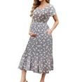 thumbnail image 3 of Beaisland Women's Maternity Dress Short Sleeve Pleated Flowing Pregnancy Beach Dresses, 3 of 5