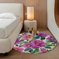 thumbnail image 2 of Purple Flowers Round Area Rug 8Ft Washable Large Circle Rugs for Living Room Dorm, Spring Watercolor Floral Leaves Botanical Beige Non-Slip Carpet Floor Mats Indoor Outdoor Carpet Runner Home Decor, 2 of 8