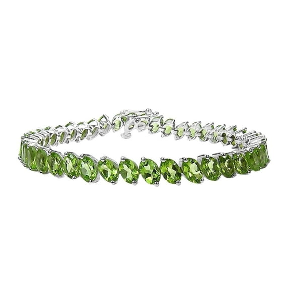 Natural Peridot Tennis Bracelet 19.35 Carats Green Stone Jewelry Gift for Women