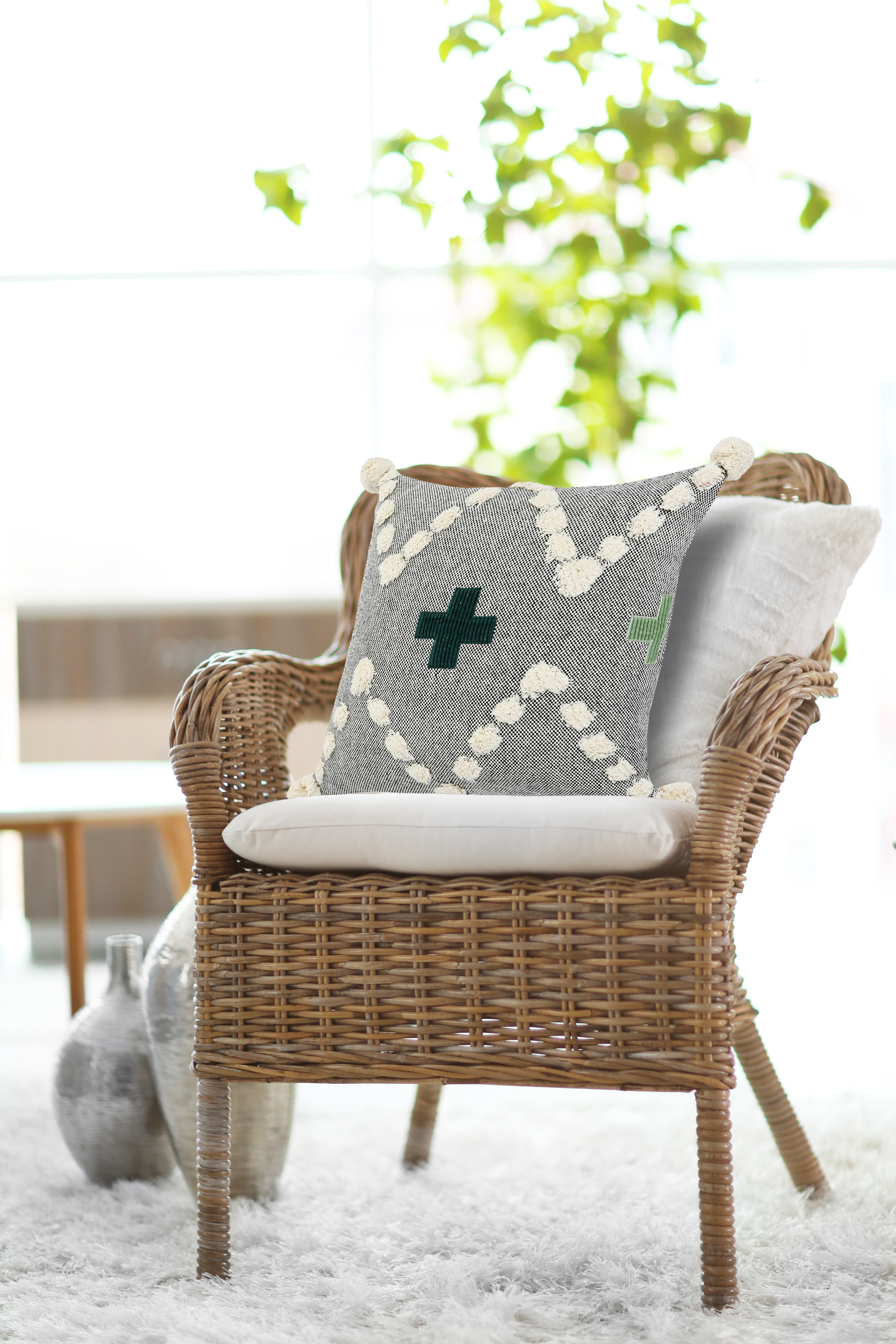 Harlow Hill Aaron 20" x 20" Chevron Cotton Adult Decorative Feather Filled Pillow, Gray/Multicolor