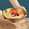 thumbnail image 4 of Noodle Bowl with Anti-slip Texture Stainless Steel Soup Bowl Durable Korean Style Fruit Salad Bowl for Home Tableware Golden Silver Color for Dining, 4 of 10