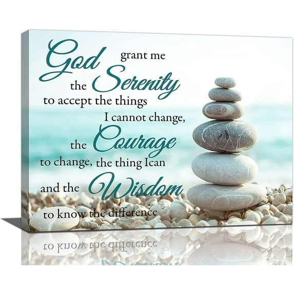 Serenity Prayer Wall Art Stone Scripture Quotes Canvas Prints Painting Zen Meditation Pictures Framed Artwork Home Decor for Bedroom Dining Living Room Bathroom 16"x12"