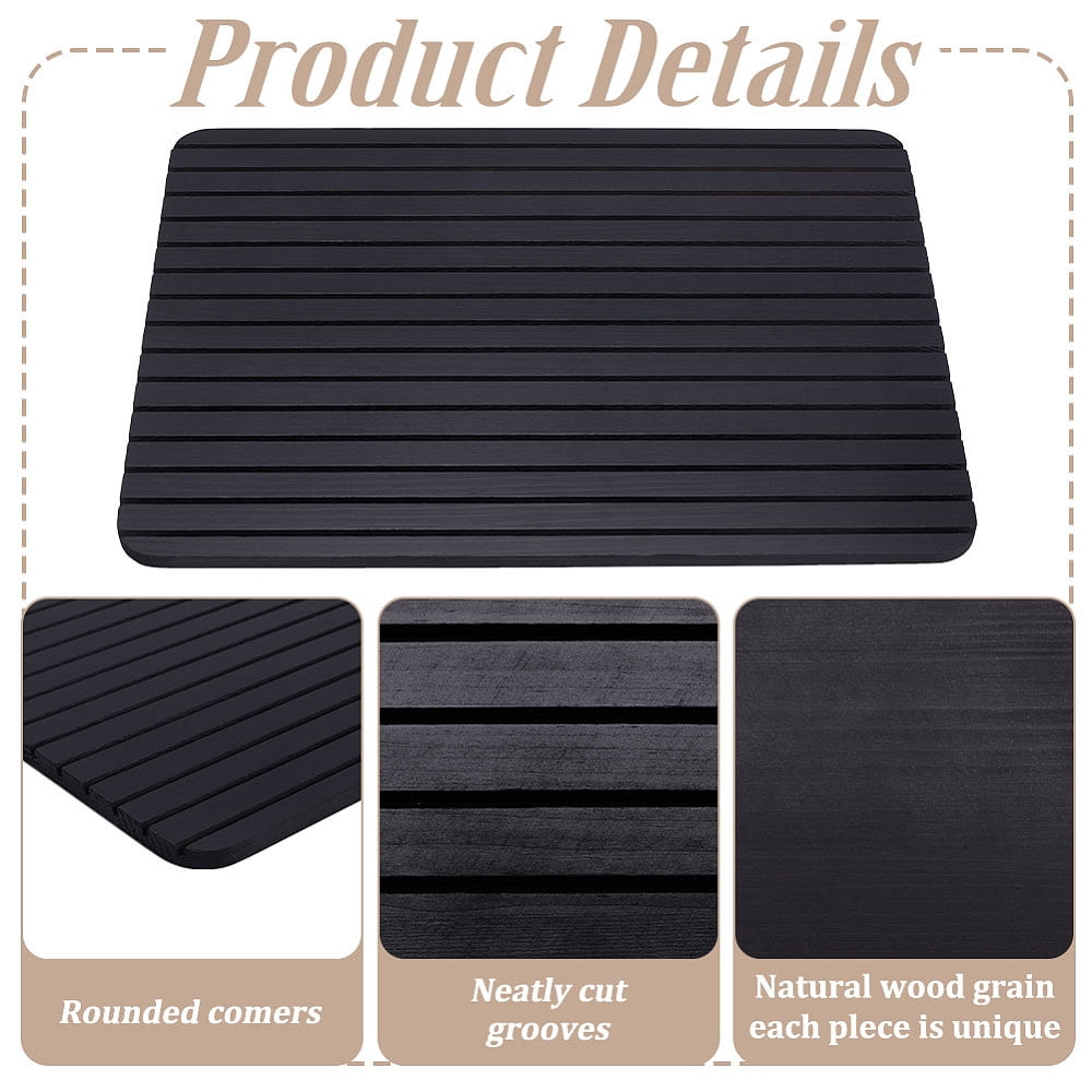2 PCS Wooden Name Badge Holder 11x15.3inch Black Wooden Name Card Display Holders Rectangle ID Card Sign Tag Display Holder