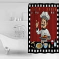 thumbnail image 2 of Shower Curtain Bathroom Set Fun Chef Kitchenware Food Burgundy Red Waterproof Fabric Shower Curtains with Grommets&Hooks Black White Checker Privacy Bath Curtain for Bathtub 60x72in, 2 of 7