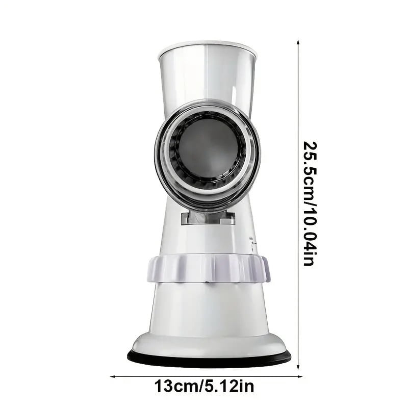 Rotary Cheese Grater, Kitchen Mandoline Vegetable Slicer with 3 Interchangeable Blades, Easy to Clean Grater for Fruit, Vegetables, Nuts-White