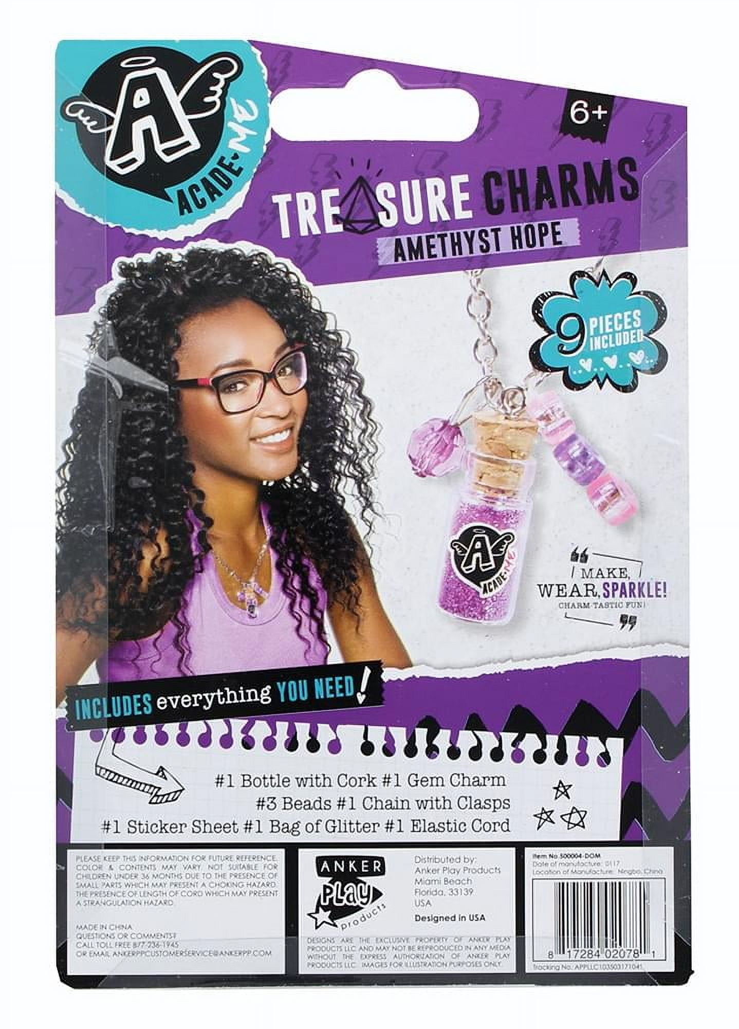 Acade-Me Treasure Charm Bracelets Jewelry Craft Kit: Amethyst Hope (Purple)