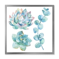 Designart 'Succulents and Eucalyptus Leaves' Traditional Framed Art Print