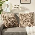 thumbnail image 4 of Sanmadrola Decorative Throw Pillow Covers 18x18 Plush Leopard Faux Rabbit Fur Cozy Super Soft Luxury Set of 2 Throw Pillow Cover for Christmas Sofa Couch Bed Living Room Home Decor, 4 of 8