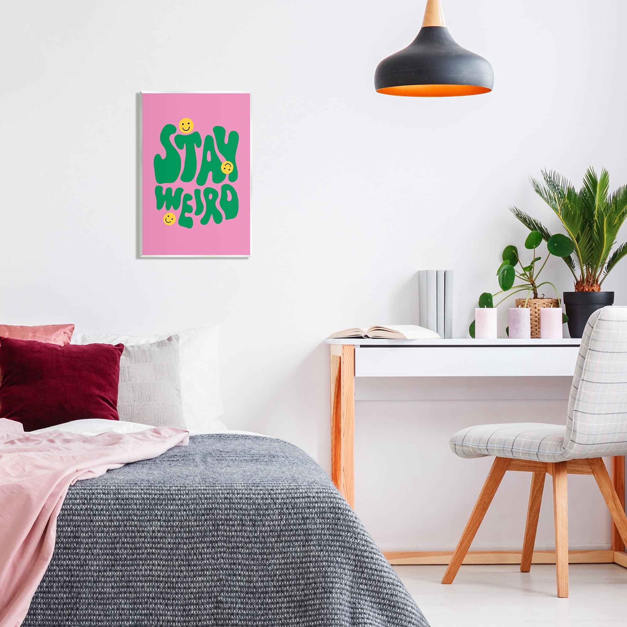Stupell Industries Stay Weird Retro Smilies Typography Painting Unframed Art Print Wall Art, 13 x 19