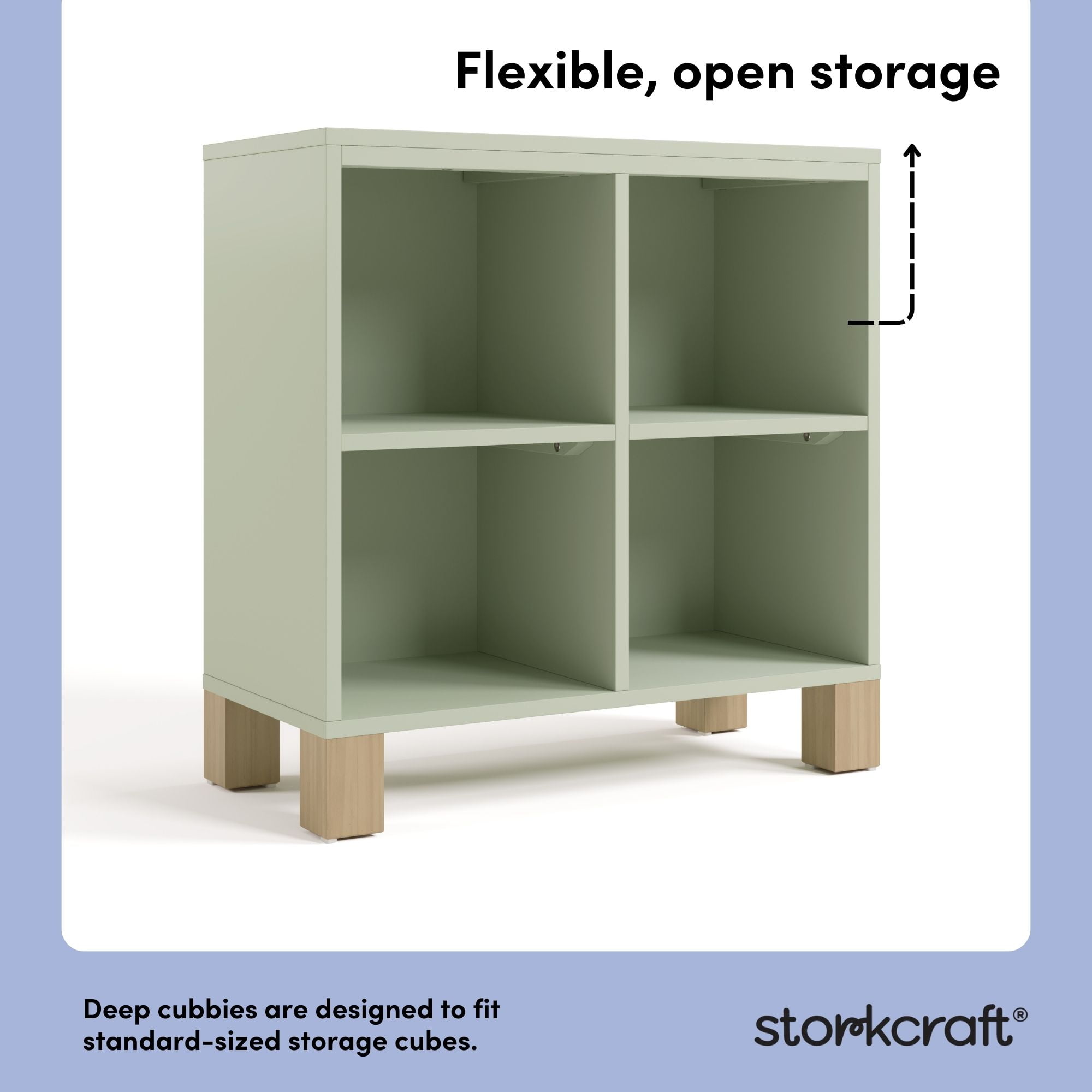 Storkcraft California Cube Organizer Children's Bookcase, Sage with Driftwood
