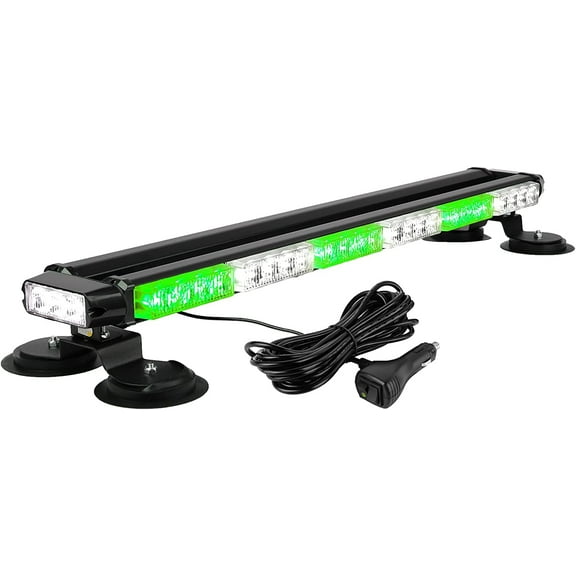MRY 29.5 Inch LED Strobe Light Bar, 54 LED Double Side Flashing, Magnetic Base, Green/White