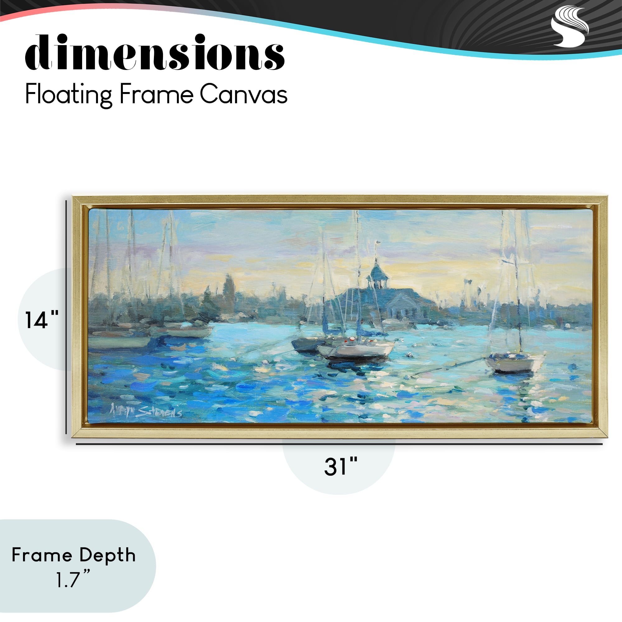 Stupell Industries Sunday On The Water Gold Framed Floater Canvas Wall Art, design by Allayn Stevens