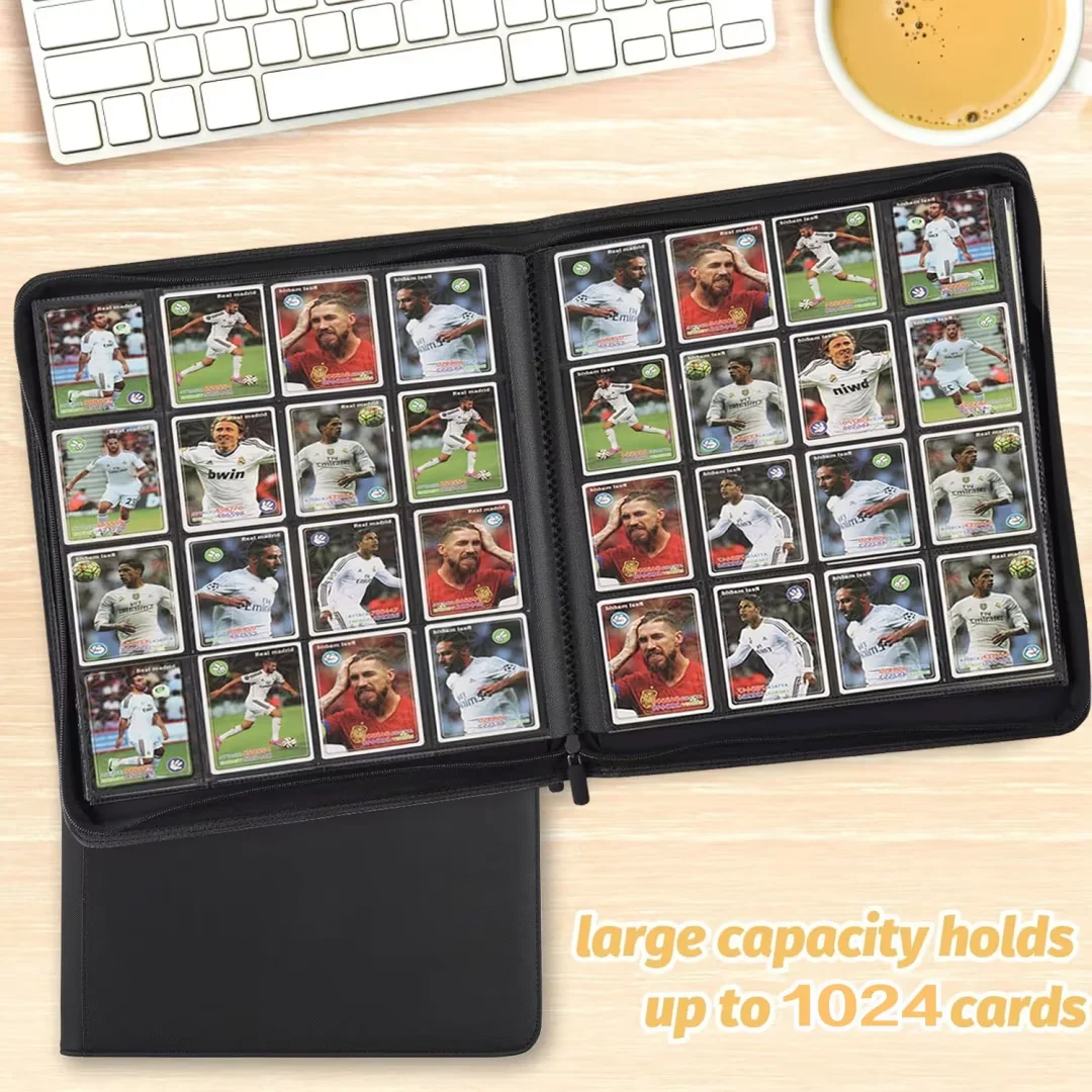 16 Pocket Card Binder, Premium Zip Trading Card Binder, 1024 Double Sided Pocket PU Collection Binder, Collector Album, Card Folder for MTG, TCG, Sports Cards (Purple)
