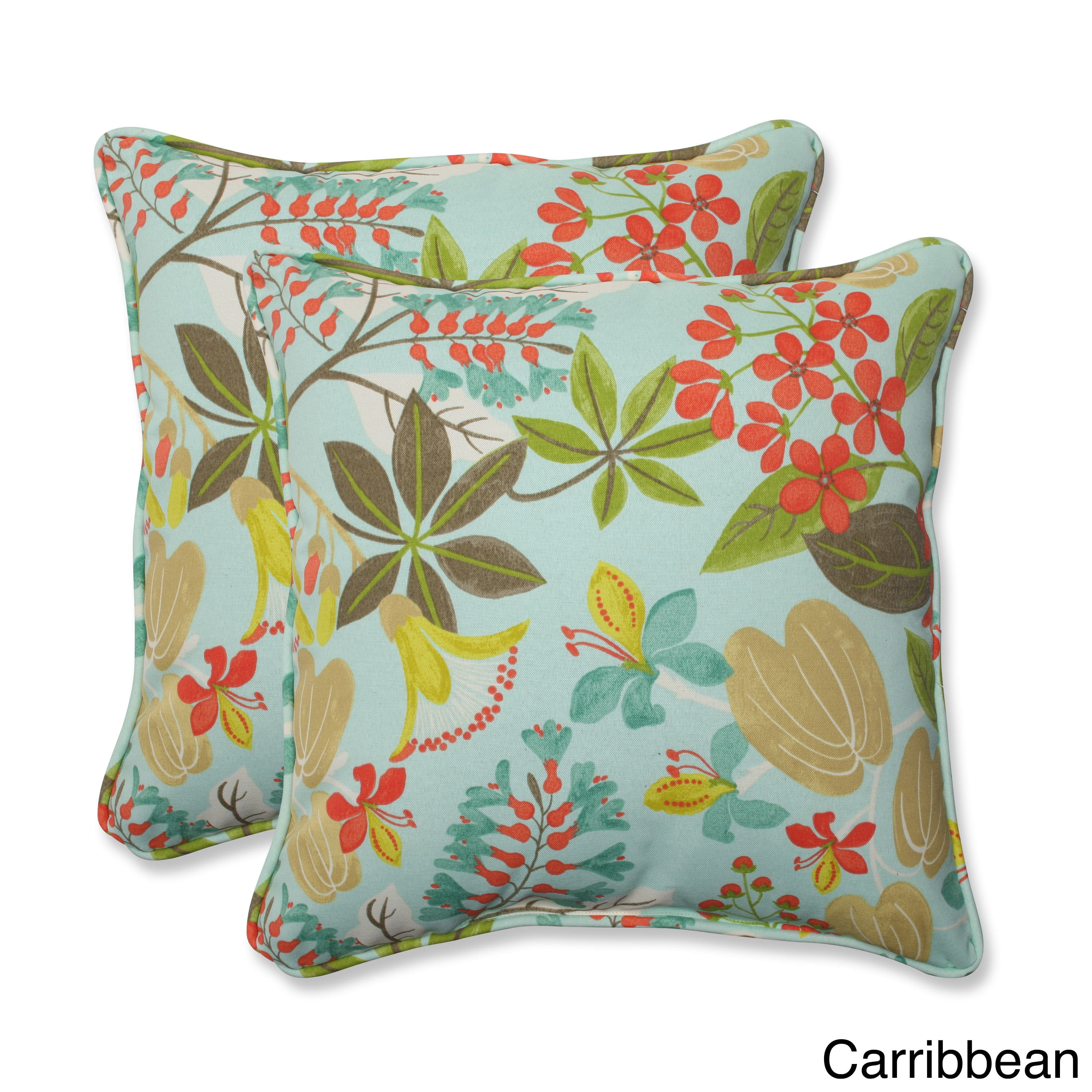Pillow Perfect Outdoor Fancy A Floral 18.5inch Throw Pillow (Set of 2