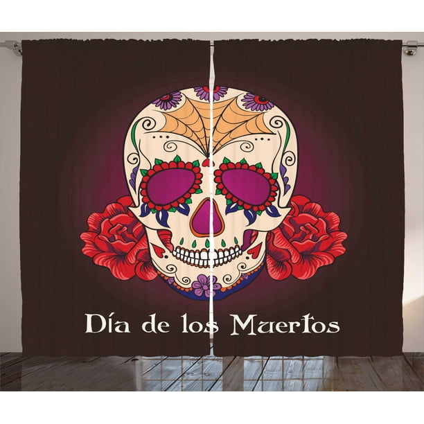 Day Of The Dead Spanish Quotes Day Of The Dead Curtains 2 Panels Set, Dia de Los Muertos Quote Spanish