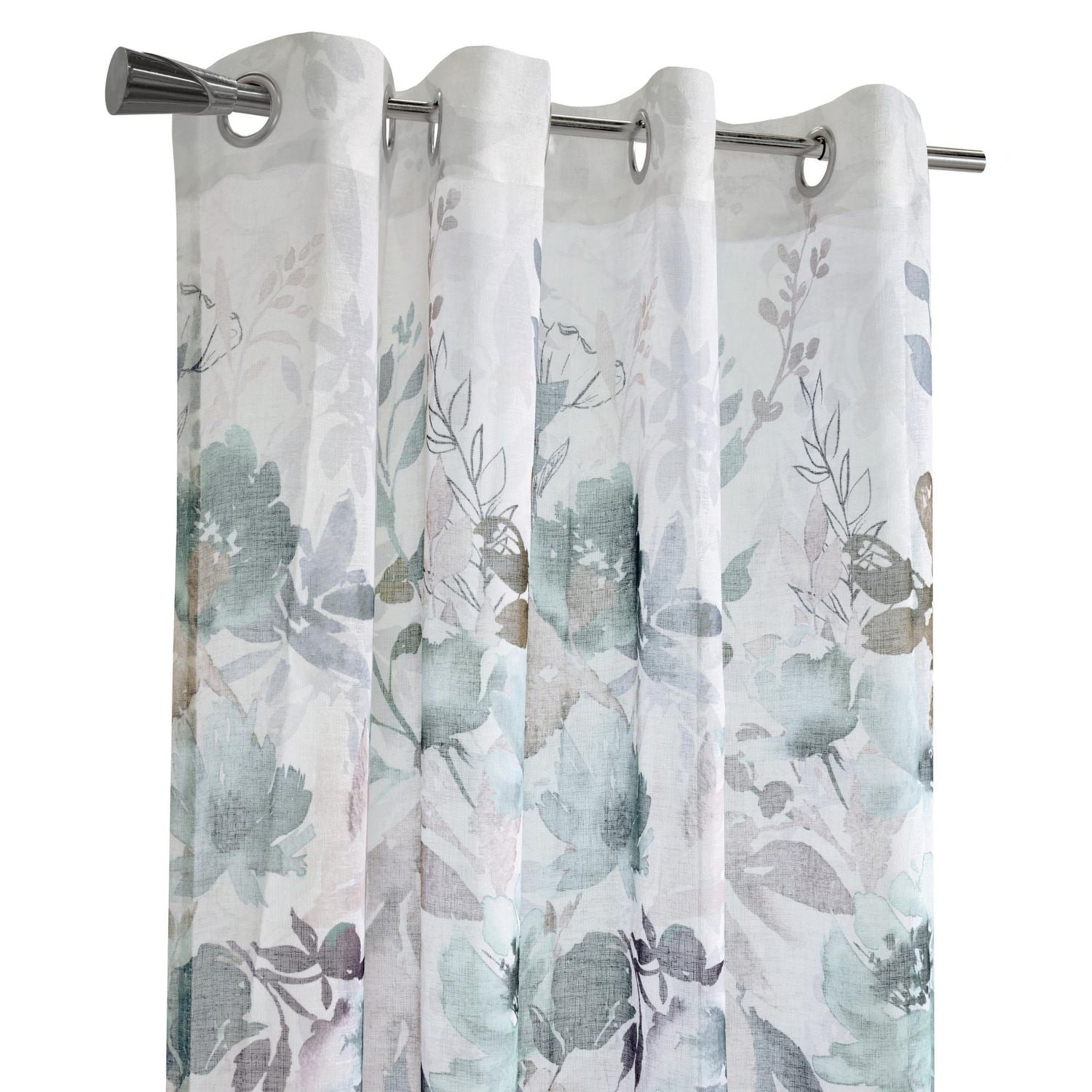 Flora Sheer Grommet Curtain Panel Pair 52" x 95" each in Olive Green