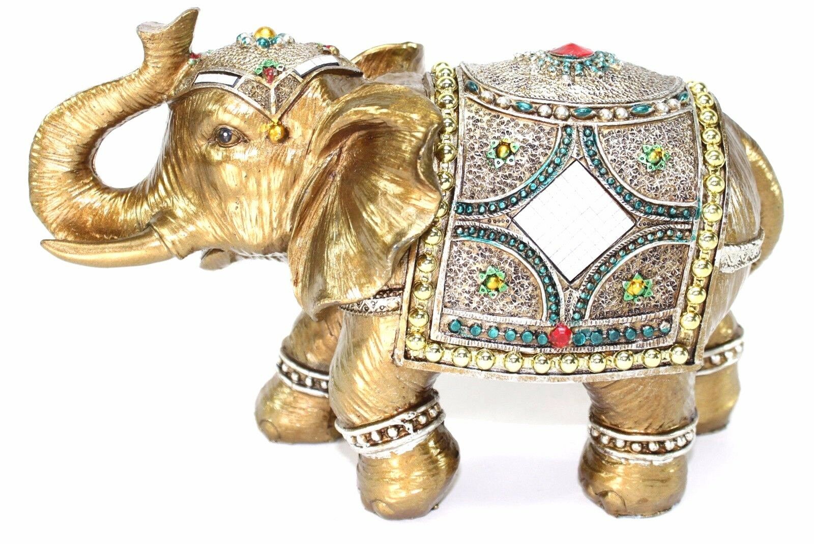 Feng Shui 9" Elegant Elephant Trunk Statue Lucky Figurine Gift & Home Decor G16215