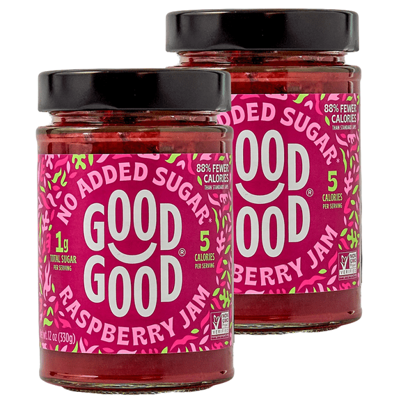 GOOD GOOD Raspberry Jam, No Added Sugar, Low Calorie, Keto Friendly, 12 oz, 2 pack