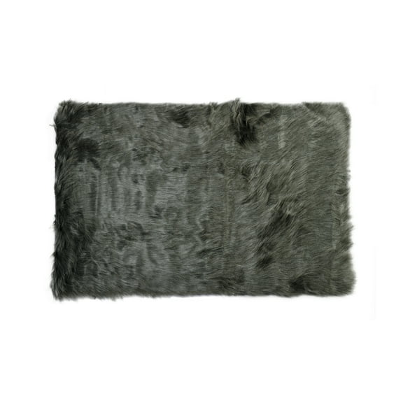 Luxe Hudson Faux Sheepskin Rug 5x8 Gradient Grey Plush Material
