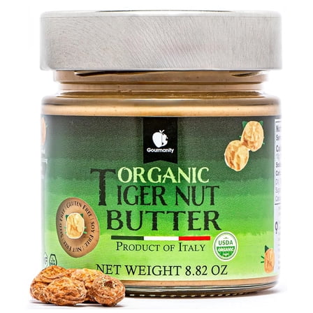 Organic Tigernut Butter, Tasty Nut Free Peanut Butter Alternative,  8.8oz / 250g Jar by Gourmanity