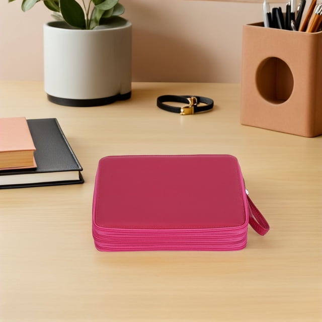 unbranded Estuche Para Almacenamiento De Arte Con 4 Capas Y Capacidad Para Más De 100 Lápices En Tono Rosado