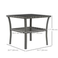 thumbnail image 2 of 20" Outdoor PE Rattan Coffee Table, Two-Tier Wicker Side Table with Tempered Glass Top and Steel Frame, Mixed Grey Square Patio Table for Garden, Balcony, and Backyard Deck, 2 of 7