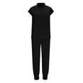 thumbnail image 5 of Pxxlle Scrubs for Women Set Loose Fit Nurse Uniform Drawstring Jogger Pants and Cap Sleeve V Neck Tops with Pockets Black S, 5 of 10
