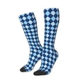 thumbnail image 2 of Balery Blue Squares Printed Novelty Socks Men's Women's Crew Socks Sports Socks Knee High Socks Cotton Socks Quirky and Cool Socks, 2 of 9