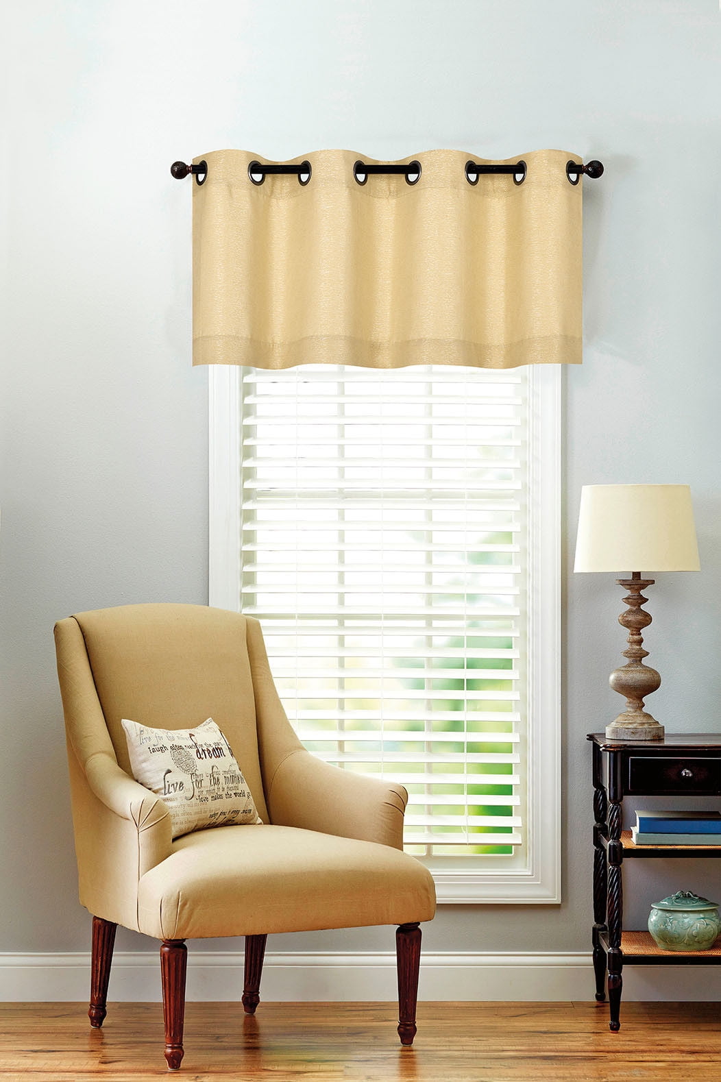 Oversized Soid Colored Grommet Top Textured Window Valance - Soft Yellow/Light Gold