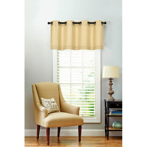 Oversized Soid Colored Grommet Top Textured Window Valance - Soft Yellow/Light Gold