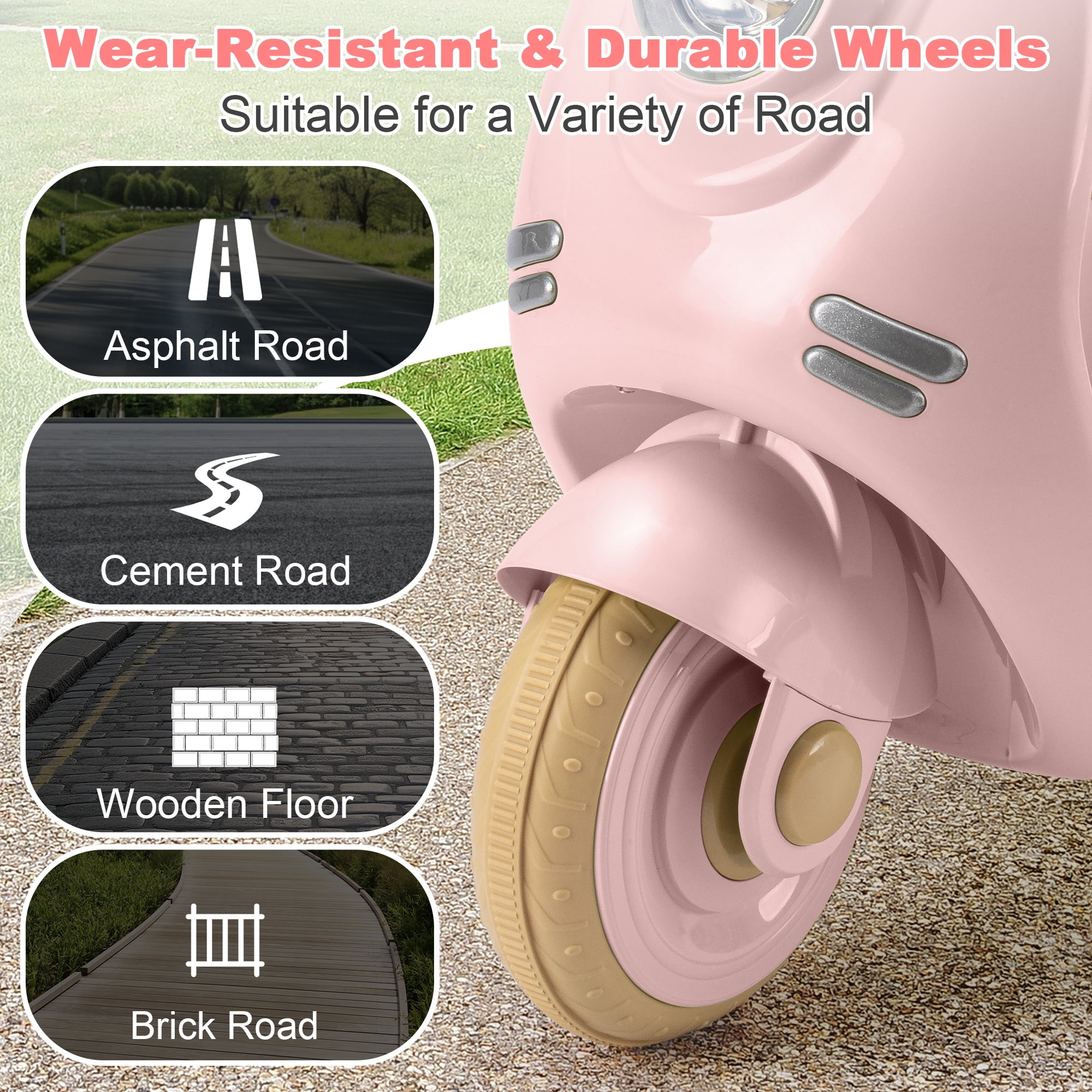 Dimedeal 12V Electric Motorcycle, Ride On Scooter for Kids, 2 Seater with Storage & Dual Motors, 3-Wheel Electric Ride On Toy for Girls Ages 3-8, Safe & Cute Design (Pink)