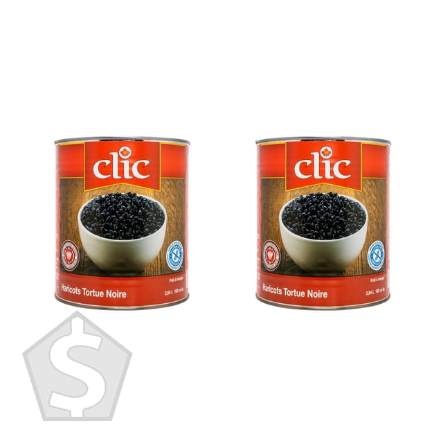Clic Haricots Tortue Noirs en Conserve, 2,84 L - Lot de 2
