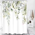 thumbnail image 5 of Sage Green Eucalyptus Shower Curtain, Watercolor Plant Leaf with Floral Shower Curtain Set, Botanical Shower Curtains for Bathroom, Waterproof Fabric with 12 Hooks, 72 x 72 Inches, 5 of 6
