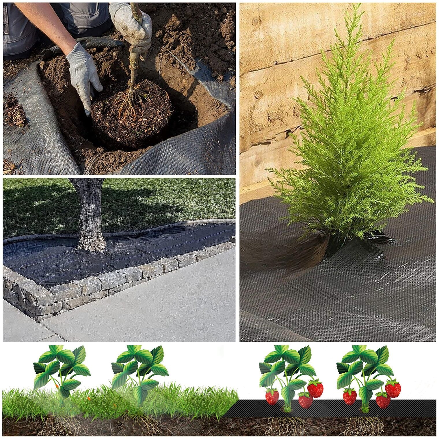 OTTULUR Garden Weed Barrier, Polyethylene (PE) Landscape Fabric, 6ft x 200ft