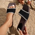 thumbnail image 2 of HomeDM Women's Low Block Heels Sandals Square Open Toe Slip On Summer Dressy Comfort Casual Slides Sandals, Black Size 6.5, 2 of 8