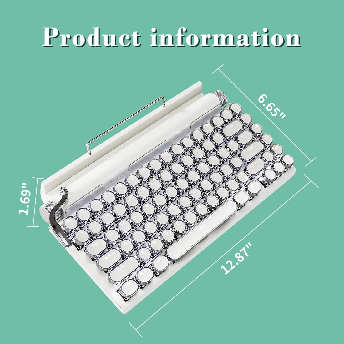 83-Key Retro Mechanical Keyboard,Dot Typewriter Mechanical Wireless Bluetooth Keyboard, For Smart Phone, Tablet Laptop/Desktop, Gaming Mechanical Keyboard with Wired/Bluetooth Mode (White)