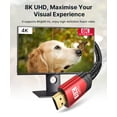 thumbnail image 2 of Cable HDMI JSAUX 8K 2.1 1,8 m, paquete de 6, 48 Gbps de alta velocidad, rojo, 2 of 9