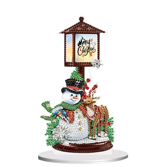 Diamond Art Painting Ornament, Christmas Snowman Lighthouse DIY Desktop Decorations, Special Shape Diamond Art for Home Decor Ornaments and Gifts